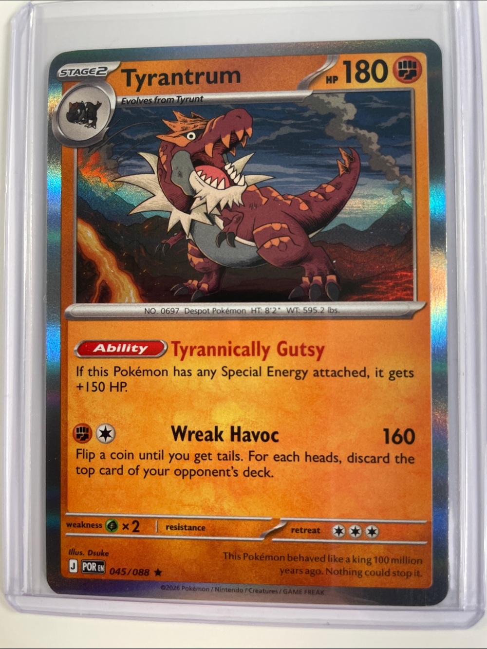 Pokemon Tyrantrum Holo Card - Orange, Red